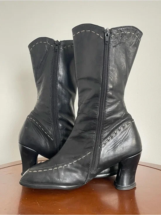 Vintage John Fluevog Hi Choice Vanny Black Leather Heeled Boots - Picture 9 of 10